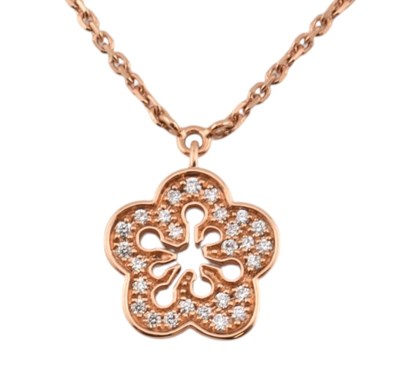 Lot 3 - BOODLES BLOSSOM ROSE GOLD & DIAMOND FLOWER PENDANT NECKLACE