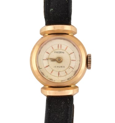 Lot 192 - 18CT GOLD CASED FULGENS 17 JEWEL COCKTAIL WATCH