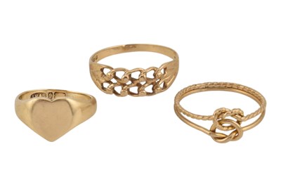 Lot 81 - THREE 9CT GOLD RINGS
