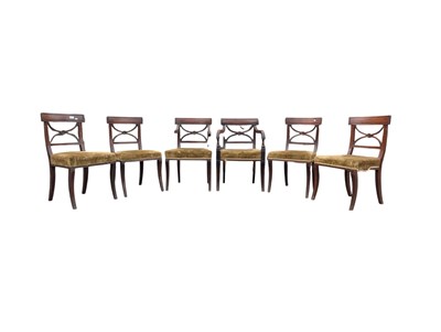 Lot 926 - SIX REGNECY MAHOGANY BAR BACK DINING CHAIRS