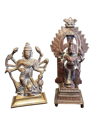 Lot 348 - TWO 20TH CENTURY BRASS & COPPER INDIAN HINDU DEITY FIGURES