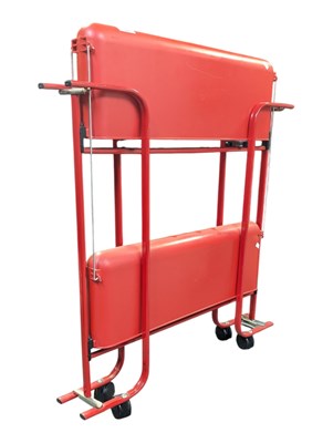Lot 556 - RETRO MID 20TH CENTURY RED FOLDING SERVING TROLLEY
