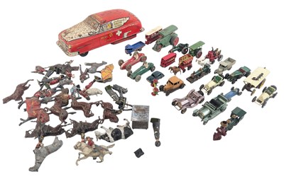 Lot 500 - TIN TOYS - VINTAGE MARX FRICTION CAR, BRITAINS SOLDIERS & DIECAST