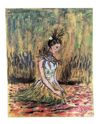 Lot 192 - RICHARD BAZLEY (B.1962) - BAMBOLA MIXED MEDIA ON CANVAS PAINTING
