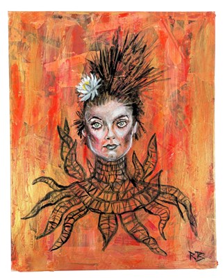 Lot 193 - RICHARD BAZLEY (B.1962) - BAMBOLA MIZED MEDIA ON CANVAS PAINTING