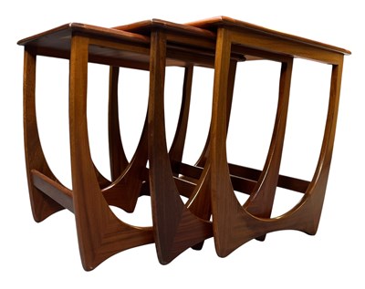 Lot 445 - VICTOR B WILKINS X G PLAN - RETRO 1970S TEAK WOOD NEST OF TABLES
