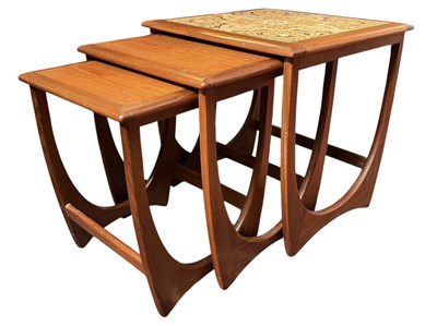 Lot 482 - VICTOR B WILKINS X G PLAN - 1970S TEAK & TILE TOP NEST OF TABLES