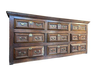Lot 268 - WILLIAM & MARY 17TH CENTURY OAK & BRASS HANDLED DRESSER CHEST