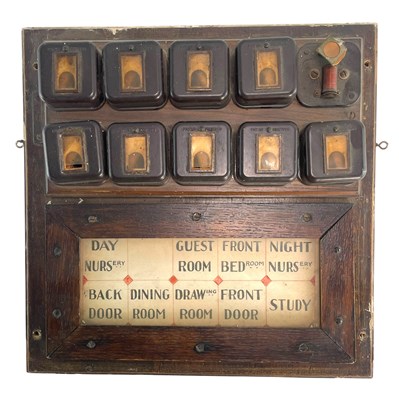 Lot 504 - EARLY 20TH CENTURY SERVANT'S BELL BOX