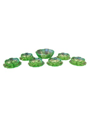 Lot 141 - 20TH CENTURY ART DECO VASELINE GLASS DESSERT SET