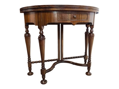 Lot 929 - QUEEN ANNE REVIVAL MAHOGANY DEMI-LUNE CARD GAMES TABLE