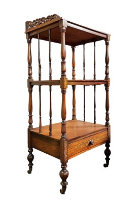 Lot 406 - VICTORIAN 19TH CENTURY ROSEWOOD & MARQUETRY INLAID WHATNOT ETAGERE
