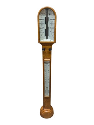Lot 932 - 19TH CENTURY OAK CASED STICK BAROMETER - W DIXEY LONDON