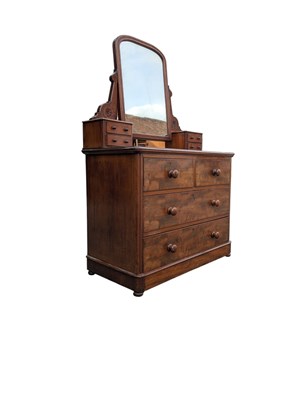 Lot 930 - VICTORIAN 19TH CENTURY MAHOGANY DRESSING CHEST OF DRAWERS