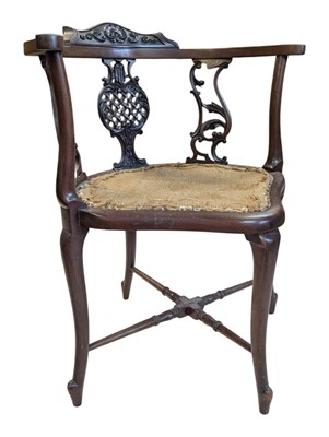 Lot 949 - EDWARDIAN MAHOGANY CORNER CHAIR