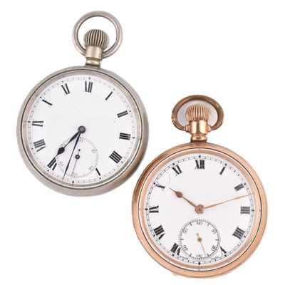 Lot 262 - GOLD PLATED POCKET WATCH & MILITARY POCKET WATCH