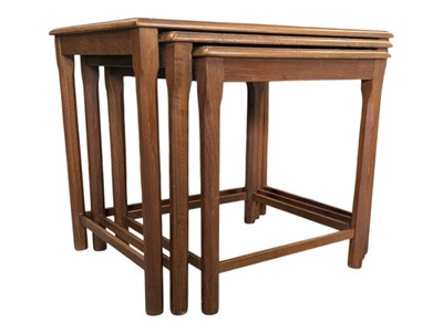 Lot 554 - TOFTEN MOBELFABRIK - MID CENTURY DANISH TEAK TILE TOP NEST OF TABLES