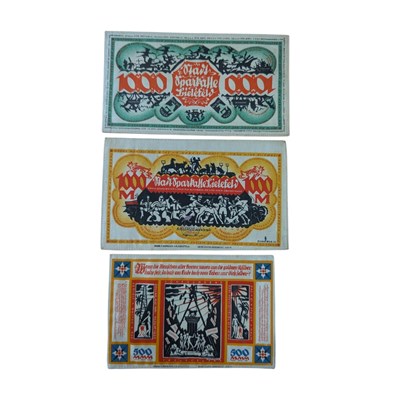 Lot 491 - THREE 1922 WEIMAR REPUBLIC BIELEFELD NOTGELD BANKNOTES