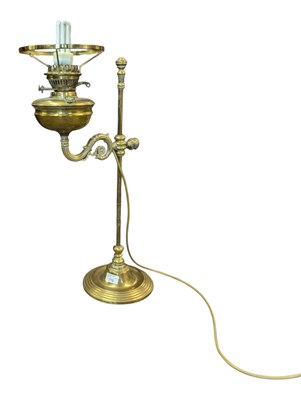 Lot 770 - BRASS RISE AND FALL STUDENT KEROSENE / OIL LAMP