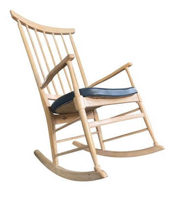 Lot 195 - 20TH CENTURY SWEDISH DESIGN BEECH FRAMED ROCKING CHAIR
