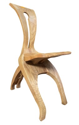 Lot 581 - MALCOLM DAVID SMITH - IMPRESSIVE CONTEMPORARY CARVED ASH FOLDING CHAIR