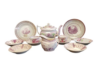 Lot 150 - COLLECTION OF 19TH CENTURY STAFFORDSHIRE PINK LUSTREWARE