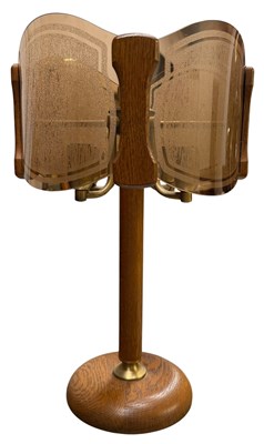 Lot 564 - HUSTADT LEUCHTEN - WEST GERMAN 1970S TEAK & AMBER GLASS DESK LAMP