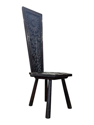Lot 944 - 19TH CENTURY OAK CARVED SUNFLOWER SPINNING CHAIR