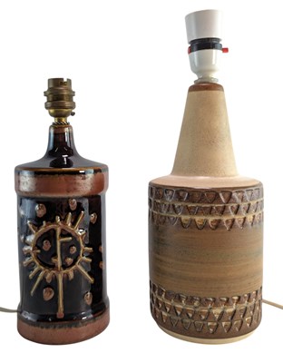 Lot 586 - TWO DANISH & SWEDISH RETRO STONEWARE POTTERY LAMP BASES