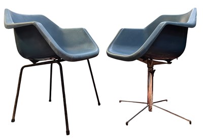 Lot 429 - ROBIN DAY FOR HILLE - TWO RETRO PROJECTION-MOULDED ARMCHAIRS