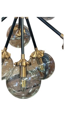 Lot 550 - CONTEMPORARY DESIGNER MULTI ARM GLOBULAR CEILING LIGHT / CHANDELIER