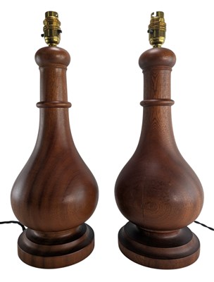 Lot 76 - PAIR OF LATE 20TH CENTURY SOLID MAHOGANY TABLE LAMPS