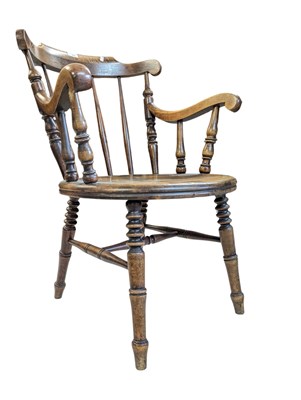 Lot 942 - VICTORIAN SMOKERS BOW CAPTAINS CHAIR