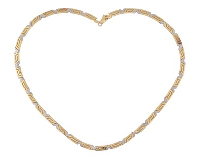 Lot 161 - 14CT BI COLOUR GOLD FANCY LINK CHAIN NECKLACE