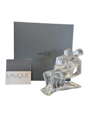 Lot 162 - LALIQUE - LATE 20TH CENTURY CRYSTAL GLASS SCULPTURE OF DANCERS