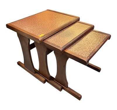 Lot 148A - G PLAN - MID CENTURY TEAK & COPPER NEST OF TABLES