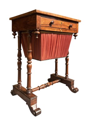 Lot 488 - 19TH CENTURY WILLIAM IV ROSEWOOD LADIES' SEWING / WORK TABLE