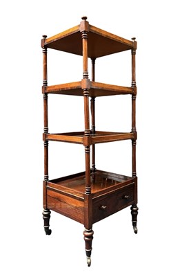 Lot 383 - 19TH CENTURY VICTORIAN MAHOGANY FOUR TIER WHATNOT ETAGERE