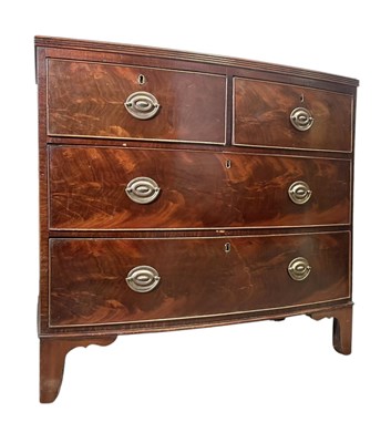 Lot 452 - 19TH CENTURY GEORGE III MAHOGANY BOW FRONT CHEST OF DRAWERS
