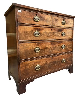 Lot 399 - 19TH CENTURY GEORGE III MAHOGANY CHEST OF DRAWERS