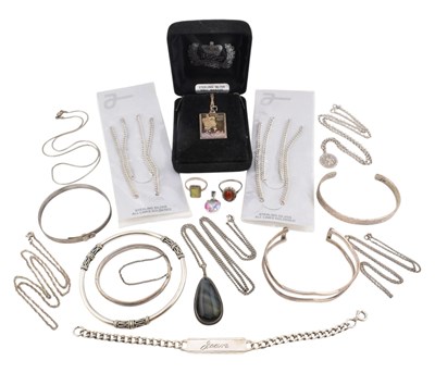 Lot 188 - COLLECTION OF SILVER & WHITE METAL JEWELLERY