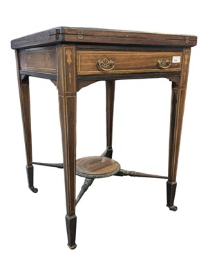 Lot 919 - EDWARDIAN MAHOGANY INLAID ENVELOPE CARD TABLE