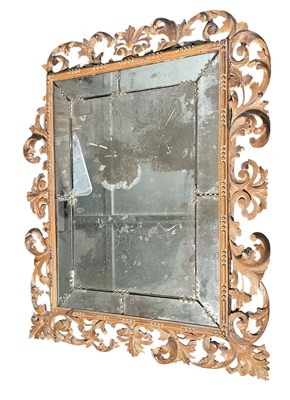 Lot 315 - ITALIAN FLORENTINE 19TH CENTURY CARVED OAK & LEAD WALL MIRROR