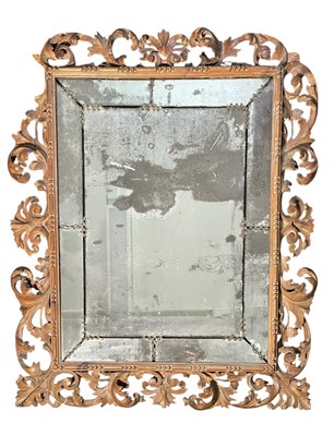 Lot 315 - ITALIAN FLORENTINE 19TH CENTURY CARVED OAK & LEAD WALL MIRROR