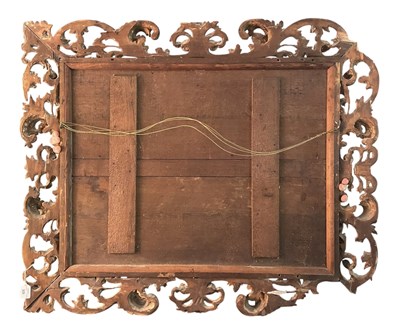 Lot 315 - ITALIAN FLORENTINE 19TH CENTURY CARVED OAK & LEAD WALL MIRROR