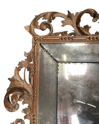Lot 315 - ITALIAN FLORENTINE 19TH CENTURY CARVED OAK & LEAD WALL MIRROR