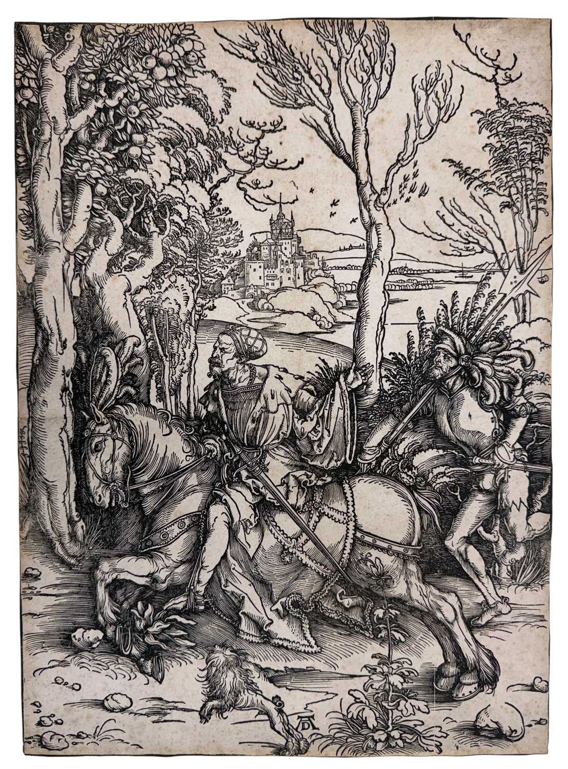 Lot 350 - AFTER ALBRECHT DURER (1471-1582) - THE KNIGHT & THE LANSQUENET - WOODCUT
