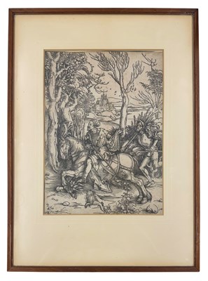 Lot 350 - AFTER ALBRECHT DURER (1471-1582) - THE KNIGHT & THE LANSQUENET - WOODCUT