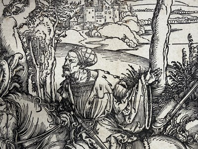 Lot 350 - AFTER ALBRECHT DURER (1471-1582) - THE KNIGHT & THE LANSQUENET - WOODCUT