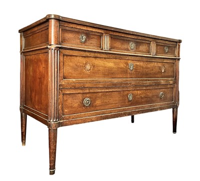 Lot 587 - 19TH CENTURY FRENCH CHERRY WOOD COMMODE CHEST OF DRAWERS